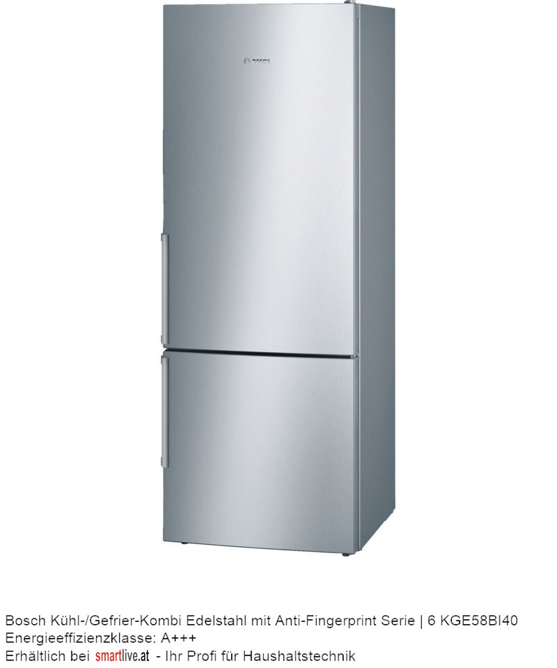 Bosch Khl-/Gefrier-Kombi Edelstahl mit Anti-Fingerprint Serie | 6 KGE58BI40