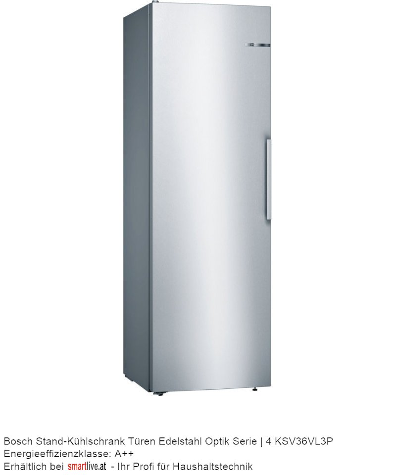 Bosch Stand-Kühlschrank Türen Edelstahl Optik Serie | 4 KSV36VL3P