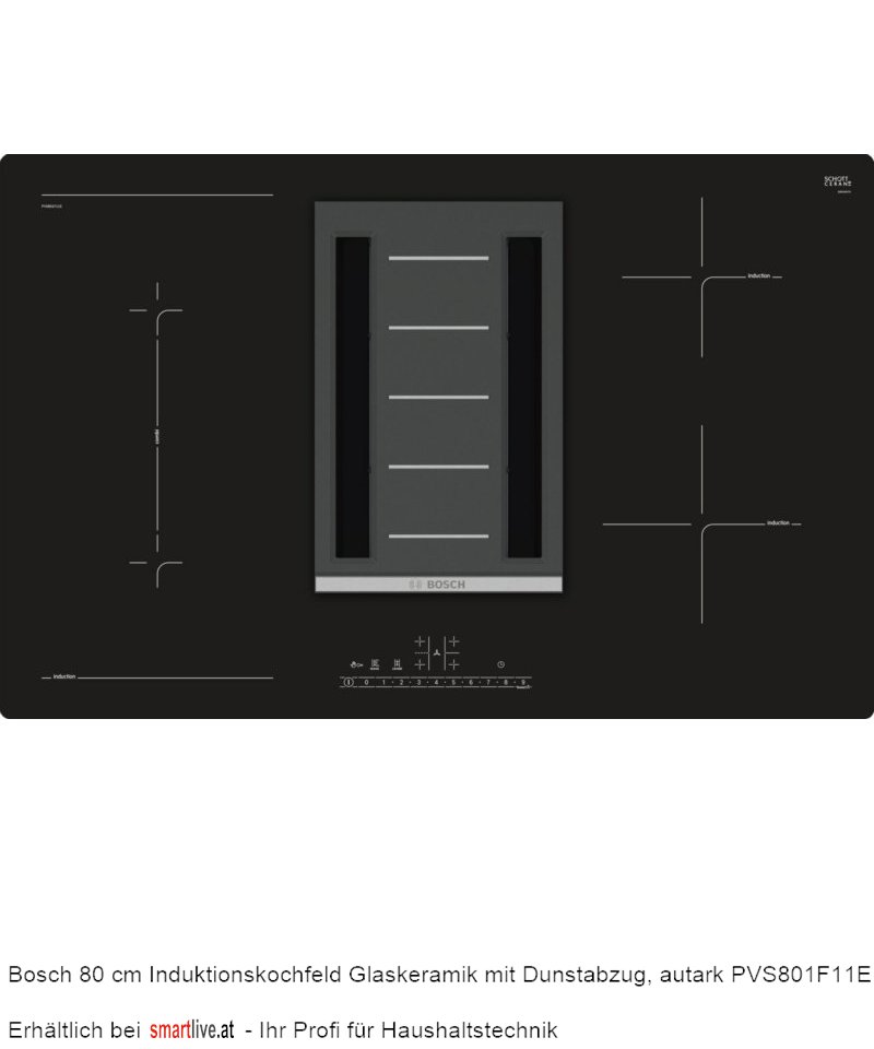 Bosch 80 cm Induktionskochfeld Glaskeramik mit Dunstabzug, autark PVS801F11E