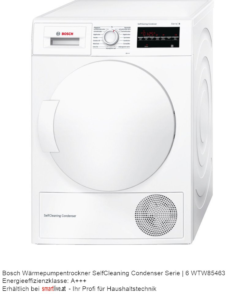 Bosch Wrmepumpentrockner SelfCleaning Condenser Serie | 6 WTW85463